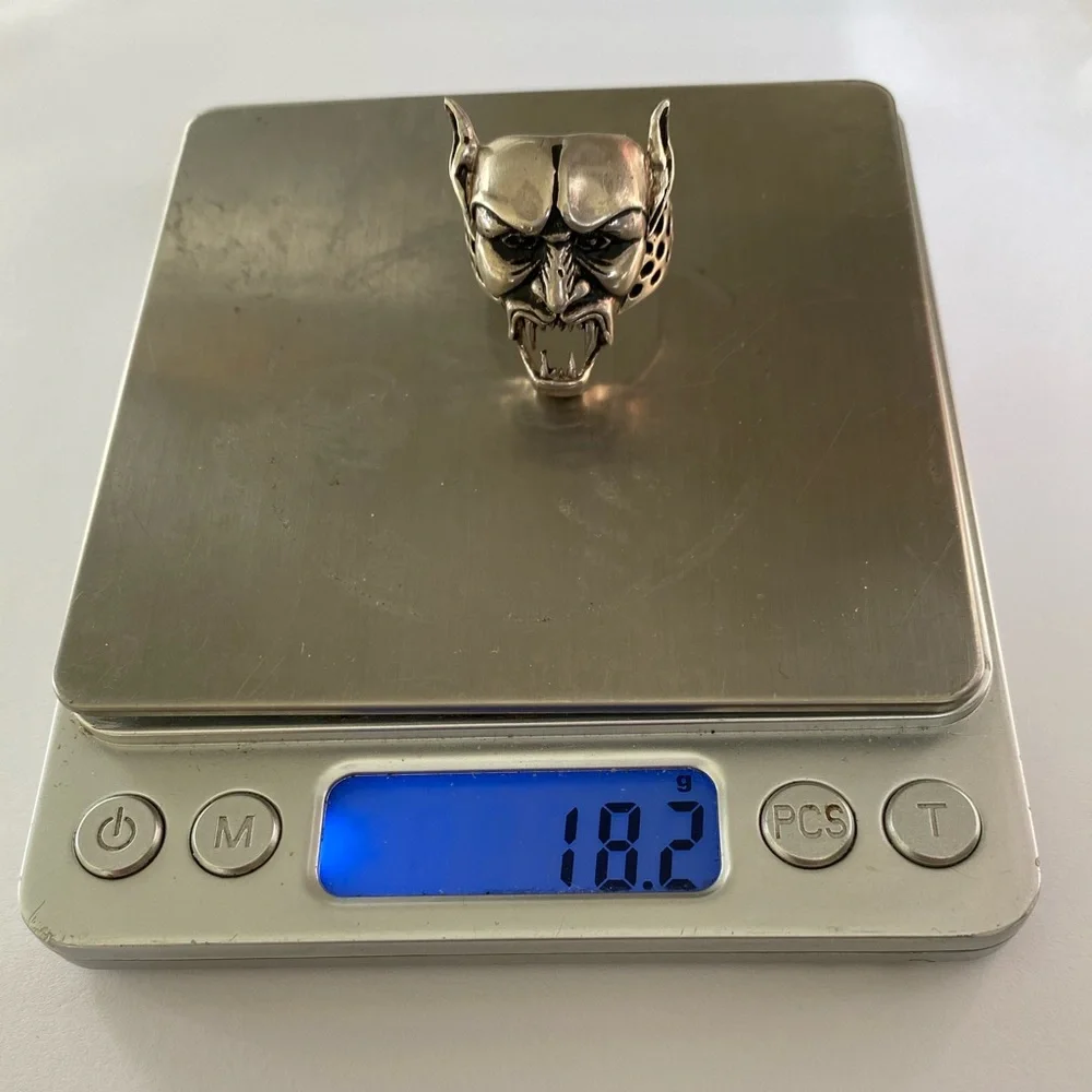 925 sterling silver devil man skull ring